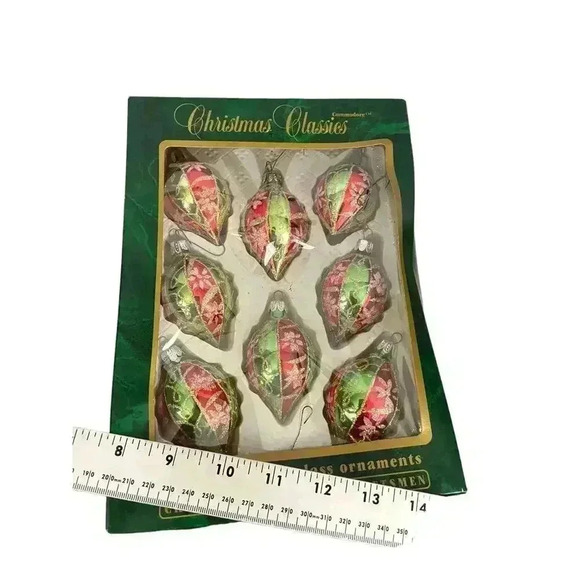 VTG 5 Boxes Christmas Ornaments Apples Foil Commodore Imported Candy Stripes - Picture 6 of 15
